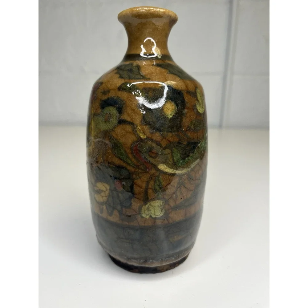 Antique‎ Bottle Flask Vase Persian Qajar Pottery Turkish Iznik Birds Flowers
